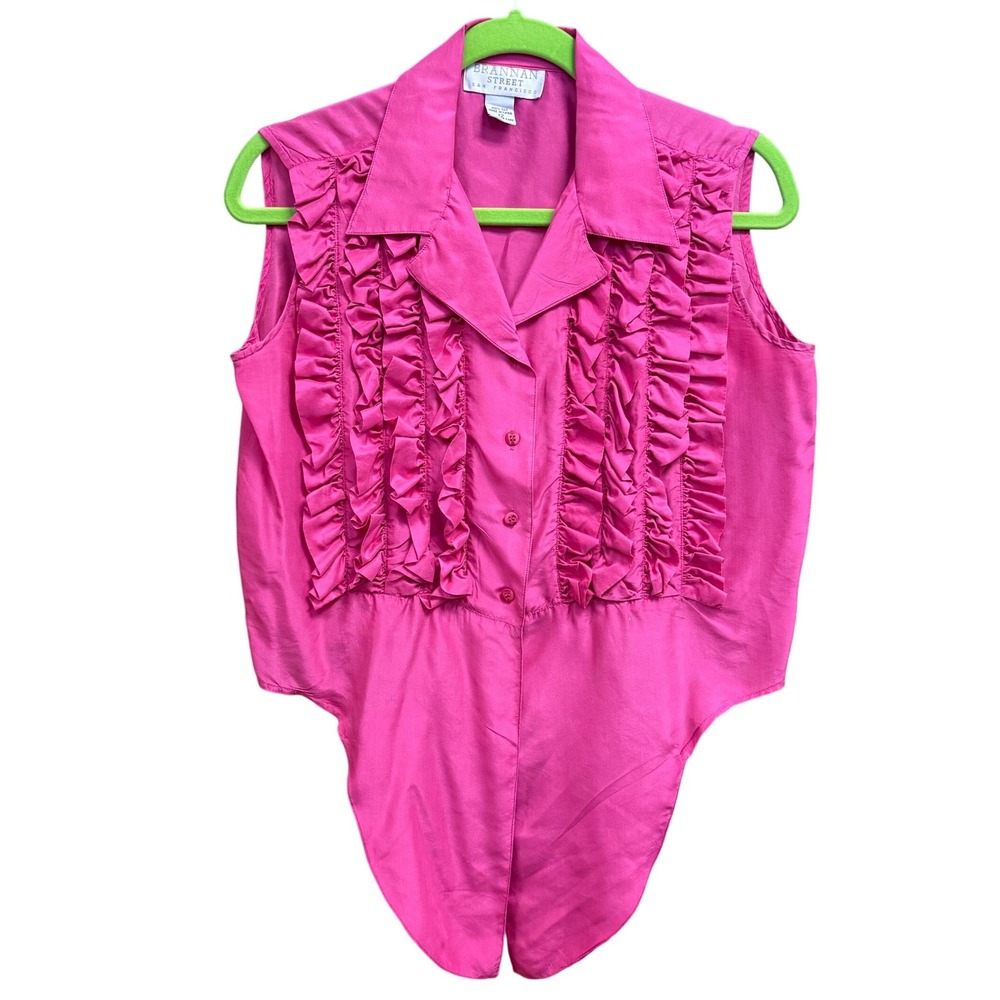 Brannan Street San Francisco Silk‎ Ruffle Tie Front Sleeveless Top
